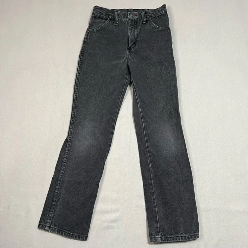 Wrangler Black Denim Jeans USA‎ Made Mid-Rise Straight Leg Rigid - Size 27